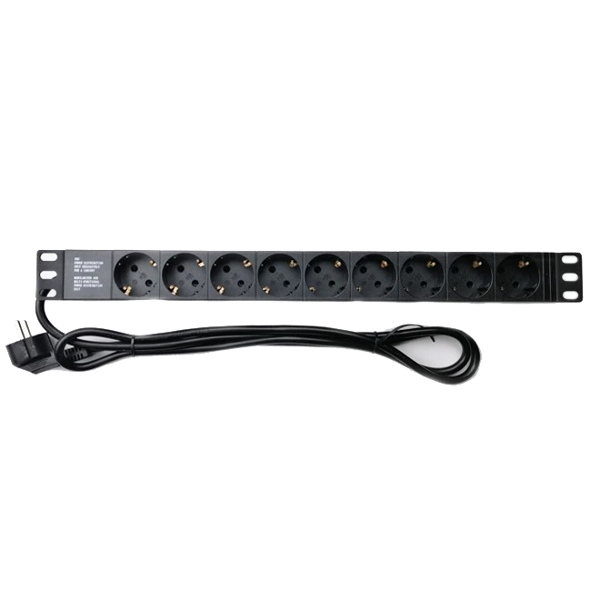 1U 19" 220В на 9 розеток без вимикача