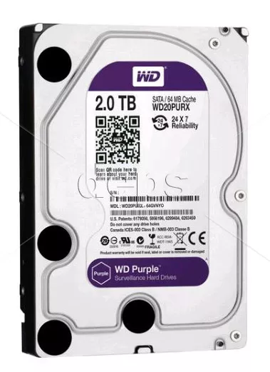 2TB жорсткий диск Western Digital cерії Purple для відеоспостереження (3.5" SATA III) WD23PURZ