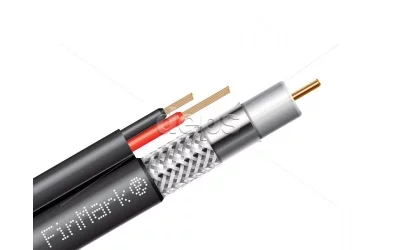 Абонентський коаксіальний кабель FinMark F5967BVcu-2x0.75 POWER з додатковими струмоведучими провідниками F 5967BVcu black-2x0.75power FinMark (чорний, 305м)