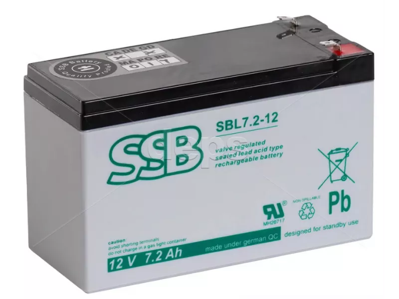 AGM свинцово-кислотный аккумулятор SSB SBL 7,2-12L (12V 7.2Ah)