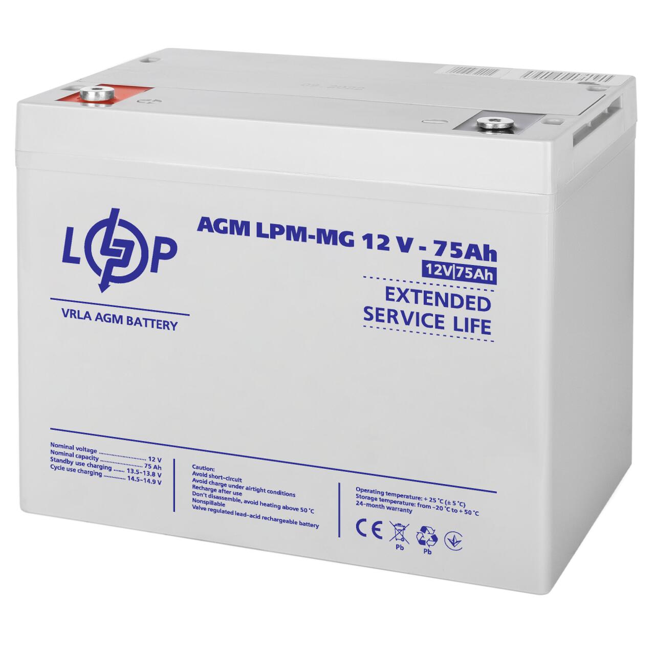 Акумулятор мультигелевий LPM-MG 12V - 75 Ah