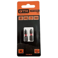 Бита для шуруповерта GTM ударных, PZ2, 25мм, 2шт. (SBI-Z2-25B)