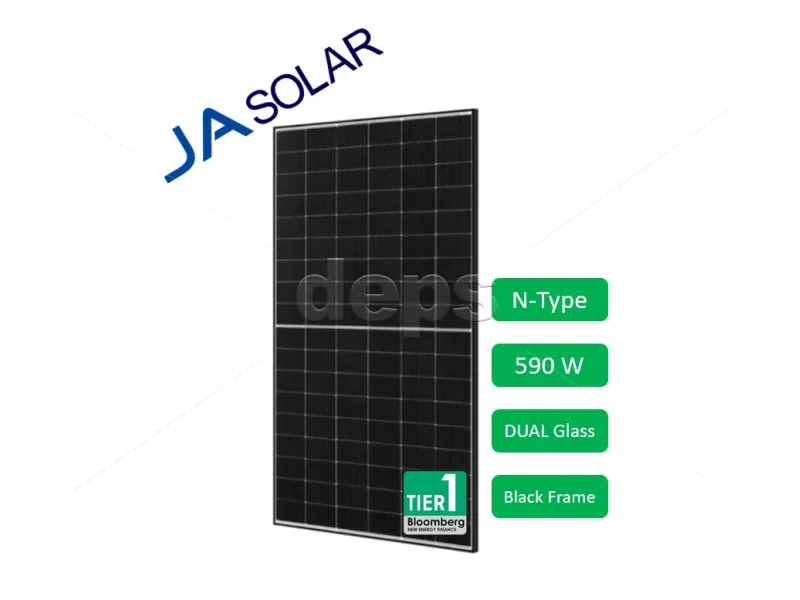 Cонячна панель JA Solar JAM72D40-590/MB (590W, bifacial, silver frame)