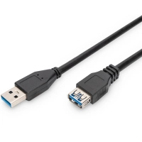 Дата кабель USB 2.0 AM/AF 1.8m black Digitus (AK-300203-018-S)