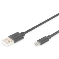 Дата кабель USB 2.0 AM to Micro 5P 0.9m black Digitus (AK-300110-010-S)