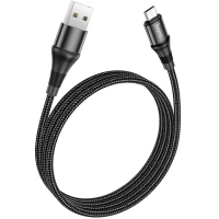 Дата кабель USB 2.0 AM to Micro 5P 1.0m 2.4A nylon X50 black HOCO (6931474734211)