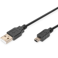 Дата кабель USB 2.0 AM to Mini 5P 3.0m black Digitus (AK-300130-030-S)