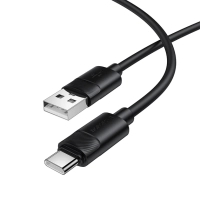 Дата кабель USB 2.0 AM to USB-C 1.0m silicone BX123 Leya black BOROFONE (6941991124211)