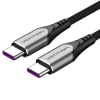 Дата кабель USB-C to USB-C 2.0m 5A aluminum gray Vention (TAEHH)