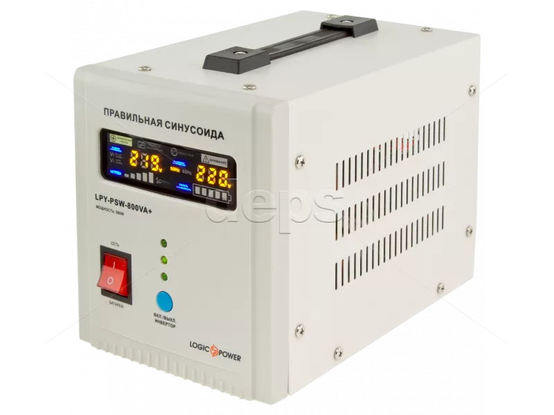 ДБЖ LogicPower LPY-PSW-800VA (560 Вт, струм заряду 5A/10A, зовнішня батарея 12В)