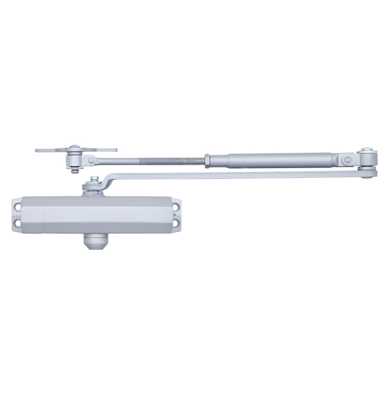 Доводчик двери 45-75 кг SEVEN DC-7743HP silver (с механизмом фиксации)