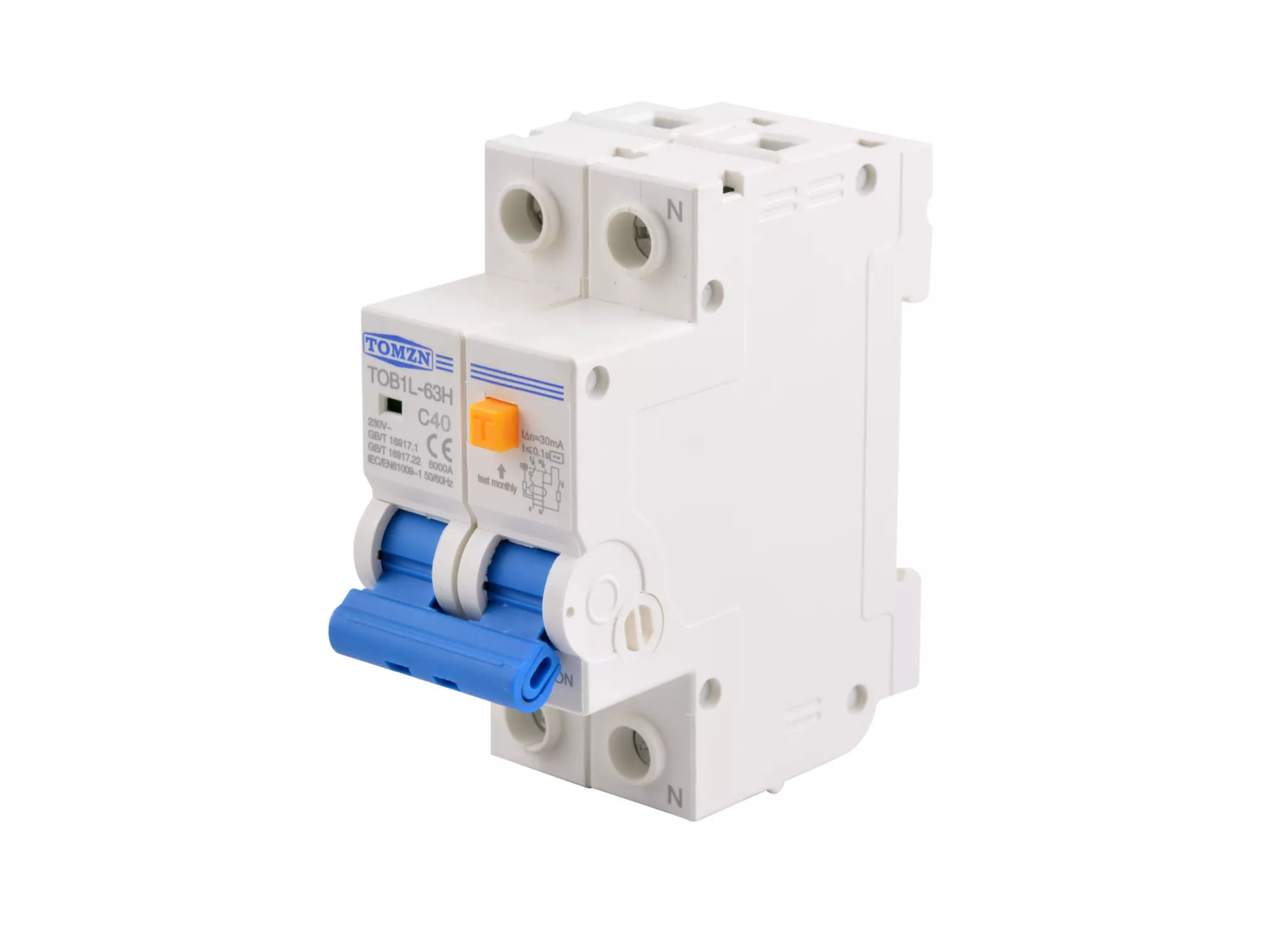 Дифференциальный автомат TOB1L-63H-2P-40A (RCBO С=40А, IΔn = 30 mA)