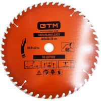 Диск пильний GTM 305×30мм, 48 зубів, по дереву (SBW-30548)