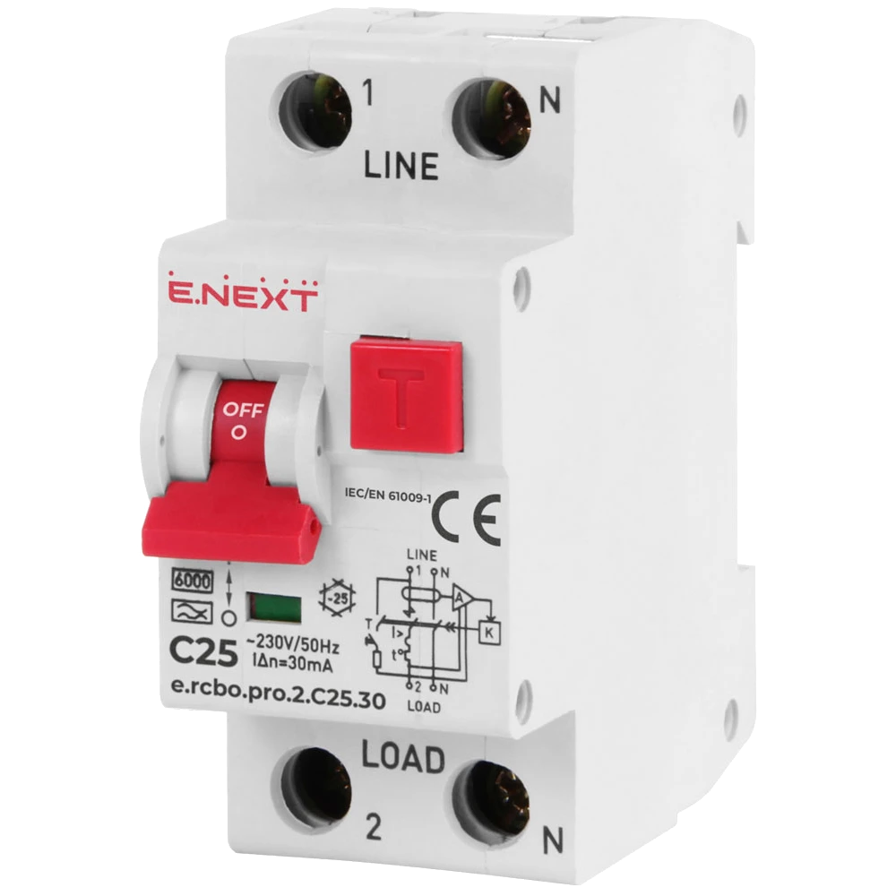 Enext e.rcbo.pro.2.C25.30, 1P+N, 25А, С, тип А, 30