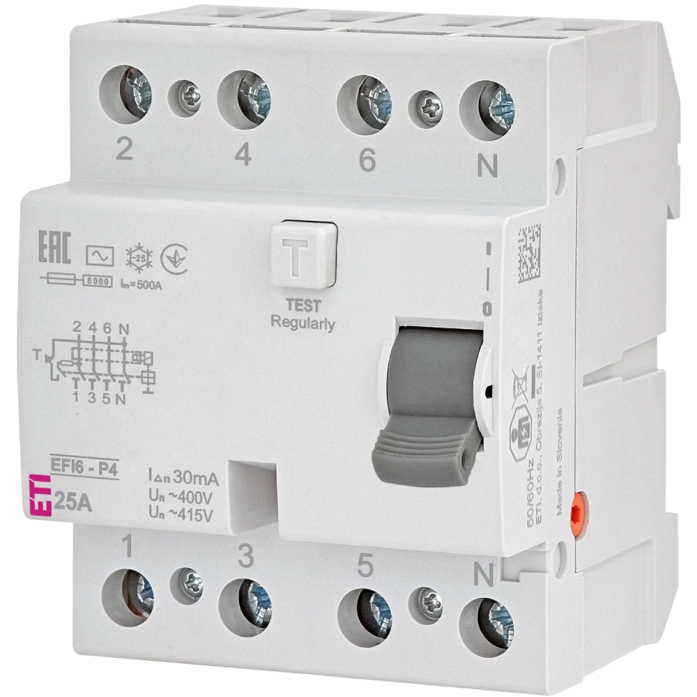 ETI ЕТІ 4р EFI6-P4 25/0,03 тип AC (6kA)