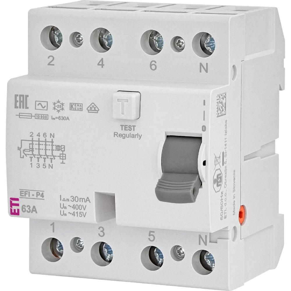 ETI ЕТІ 4р EFI6-P4 63/0,03 тип AC (6kA)