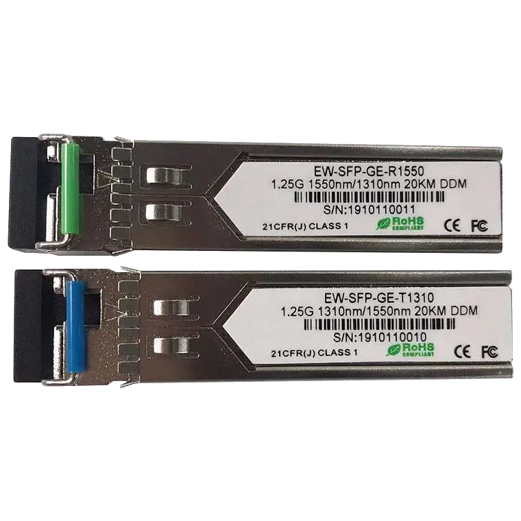 Ewind EW-SFP-GE-T1310 / EW-SFP-GE-R1550 1.25G, Single-mode single Fiber, 20km, LC connector, Tx1310/Rx1550nm : 1310nm is transmitter，1550nm is receiver