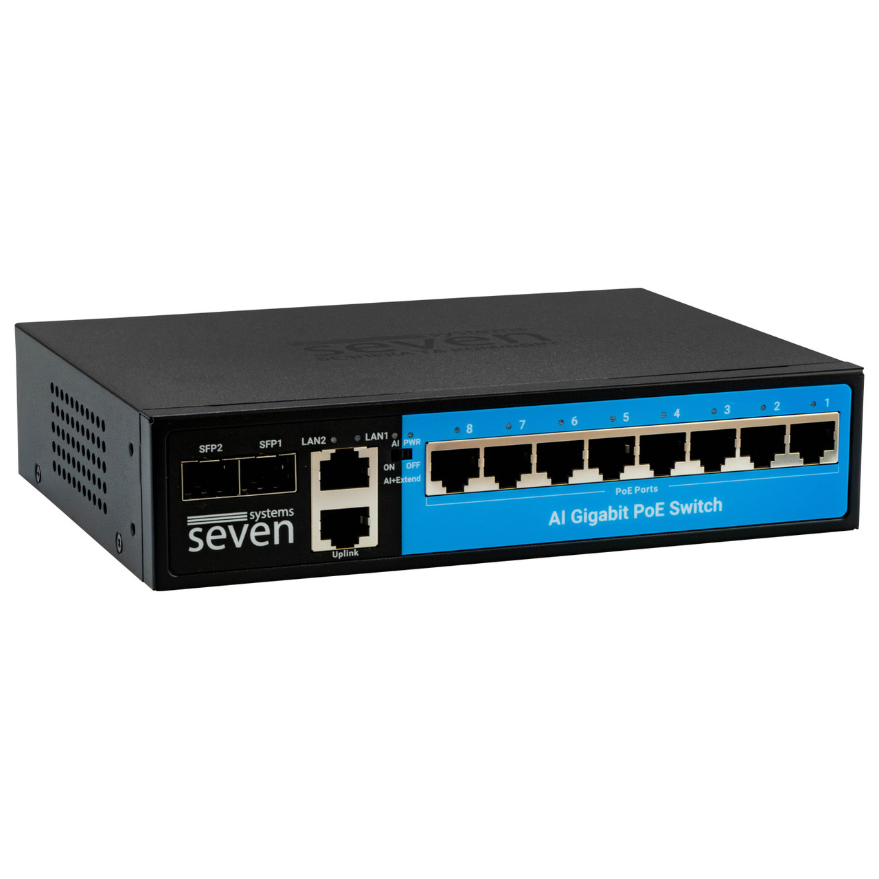 Гигабитный PoE коммутатор 8 портов SEVEN P-7328FG-2SFP (POE: 8G, UP: 2G+2SFP)