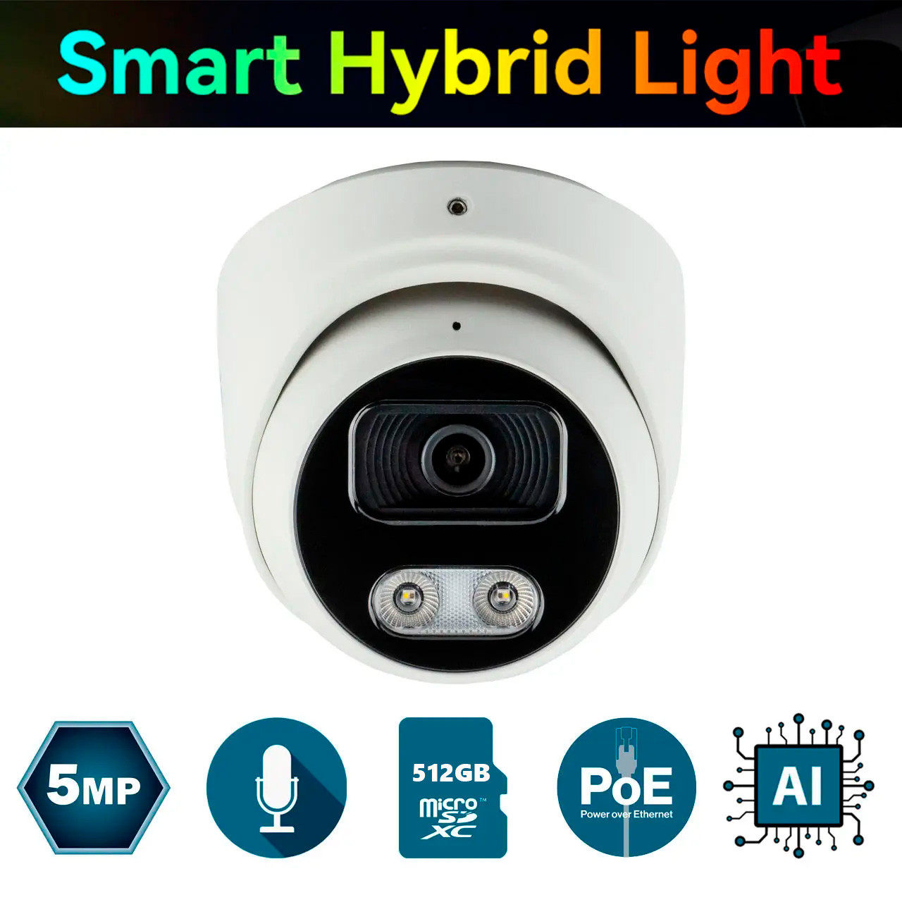 IP-відеокамера 5 Мп SEVEN IP-1015PA-DL white 2,8 мм з розумним подвійним підсвічуванням