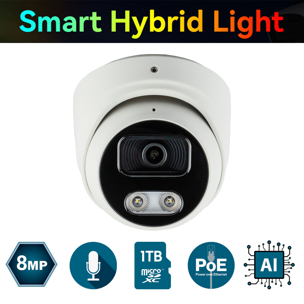 IP-видеокамера 8 Мп SEVEN IP-7218PA-DL white 2,8 мм с умной двойной подсветкой