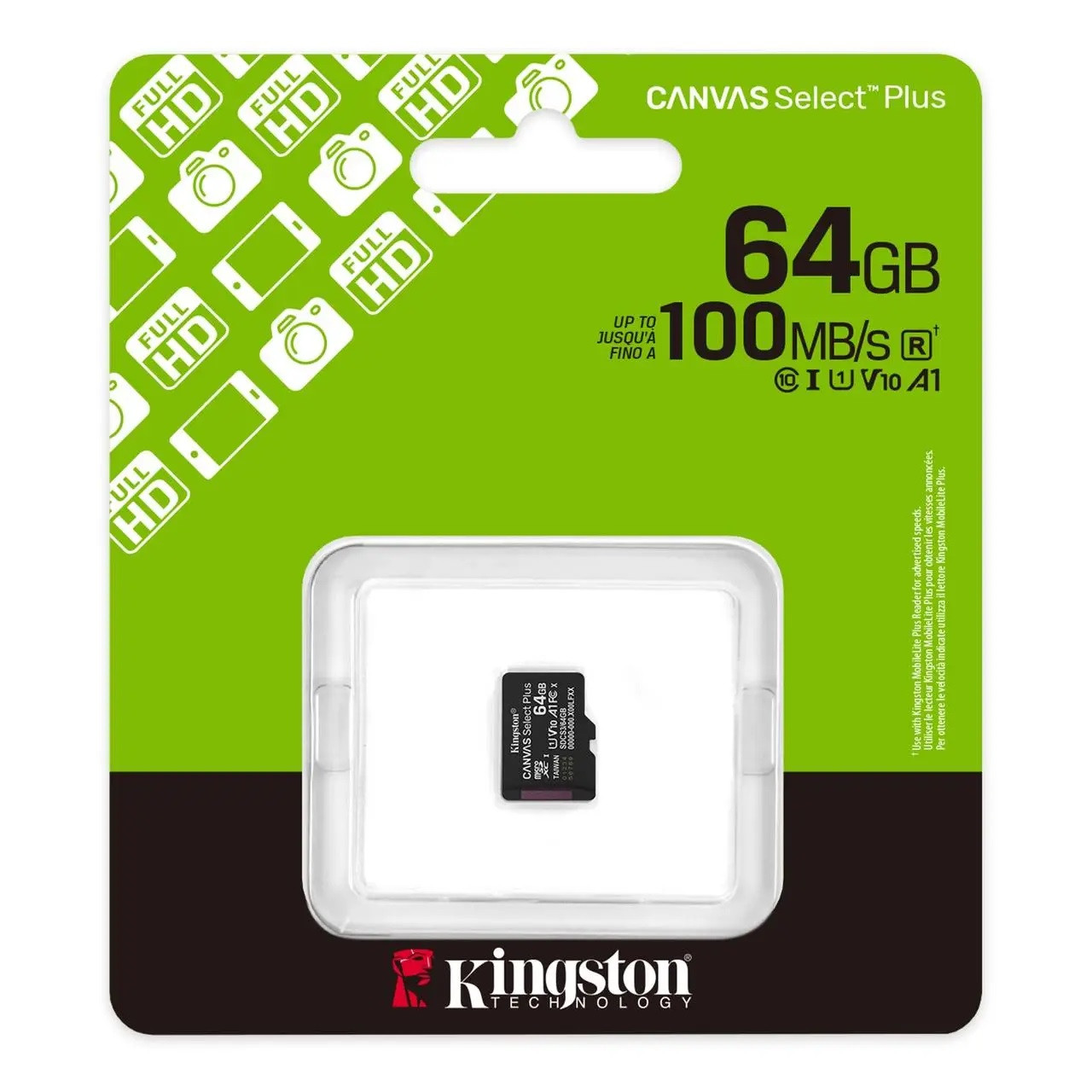 Карта памяти для домофона microSDXC Kingston Canvas Select Plus 64 GB Class 10 А1 UHS-1