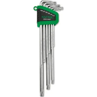 Ключ Toptul Г-подібний TORX T10-T50 9шт. супердовгий з отвором (GSN-09ET)