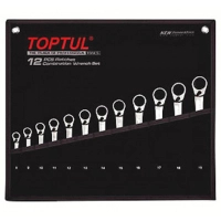 Ключ Toptul тріскачковий реверсивний 8-19мм у чохлі (GPAQ1203)