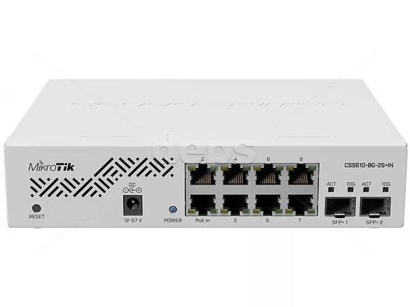 Коммутатор управляемый MikroTik CSS610-8G-2S+IN