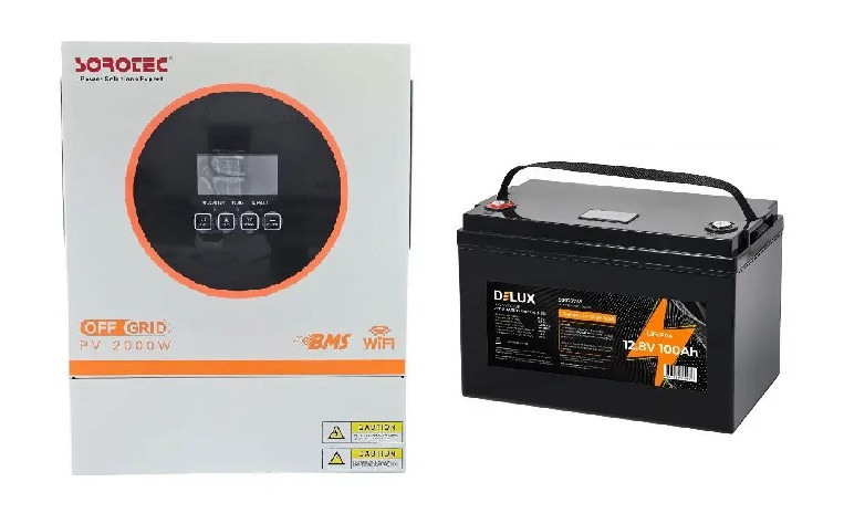 Комплект резервного питания Sorotec REVO VM II PRO 1.6kW/12V c АКБ LiFePO4 12.8V/100Ah 1280Wh