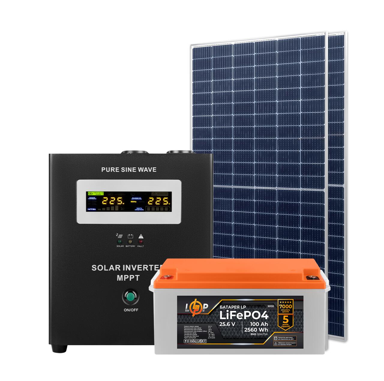 Комплект СЕС 1.4kW АКБ 2.56kWh (літій) 100 Ah Преміум