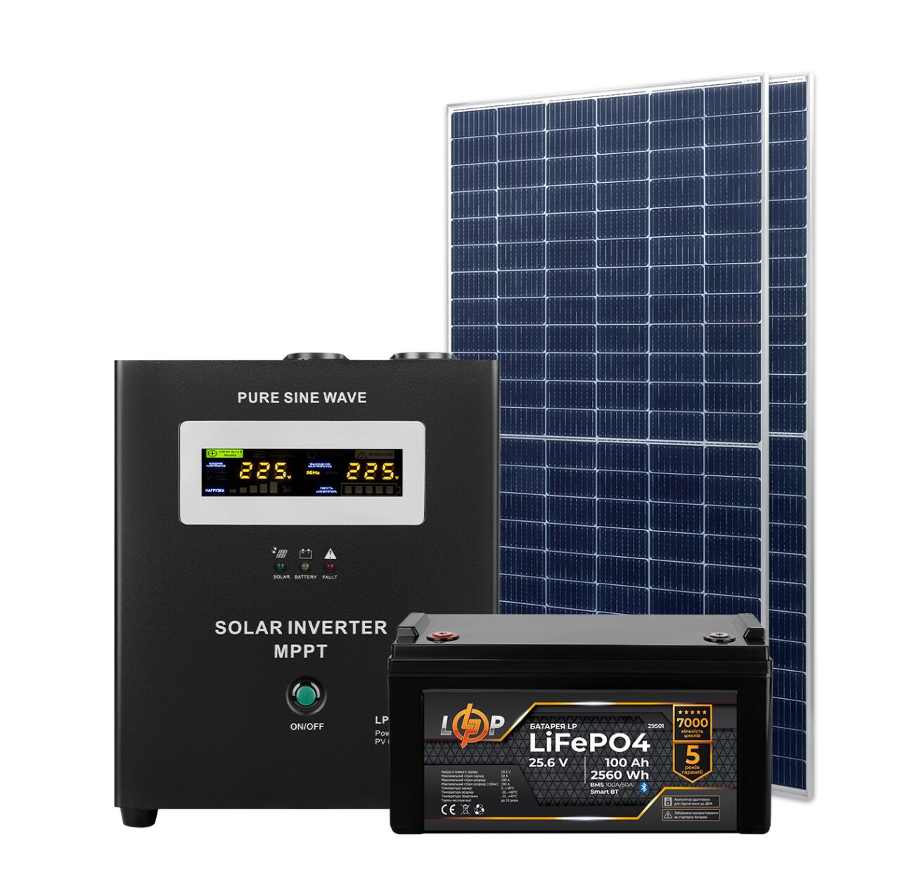 Комплект СЭС 1.4kW АКБ 2.56kWh (литий) 100 Ah Премиум