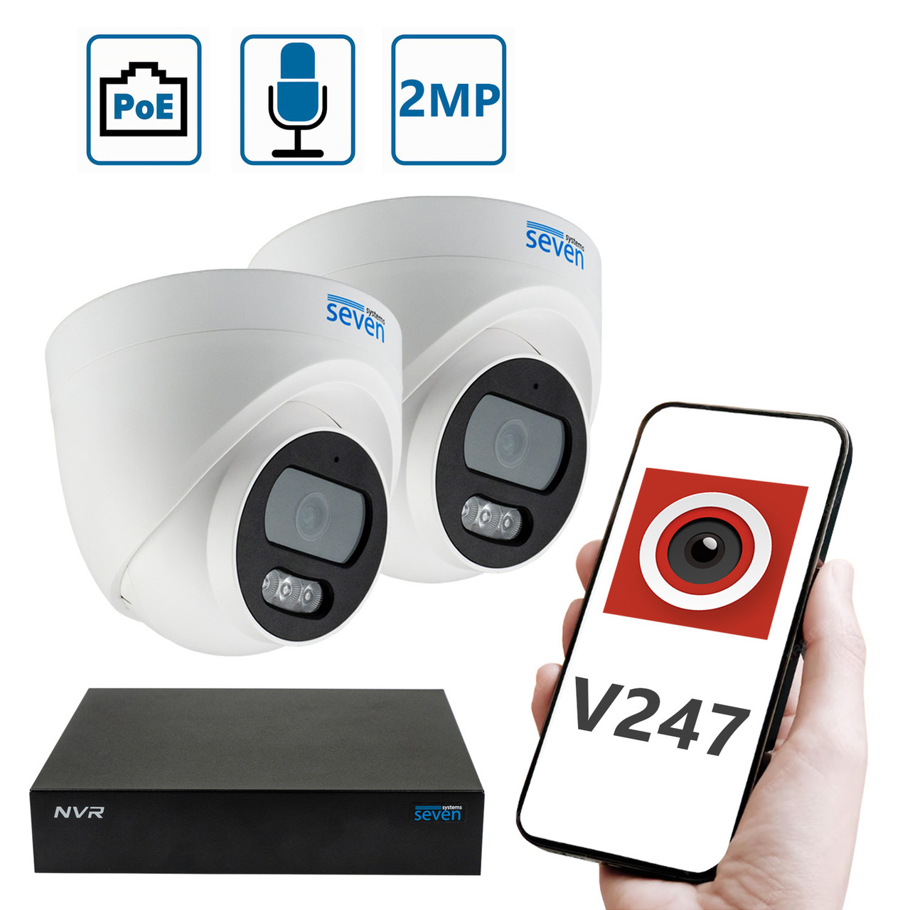 Комплект "Встанови сам" IP-відеоспостереження 2 Мп на 2 внутрішні камери SEVEN 2D2KIT