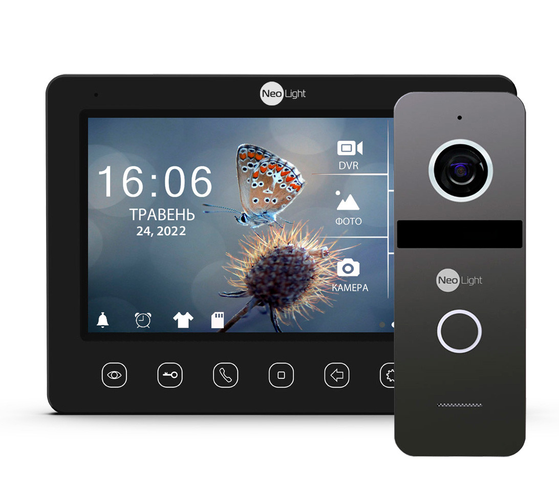 Комплект видеодомофона NeoLight Kappa+ HD WF 7 дюймов и вызывной панели NeoLight SOLO FHD Graphite