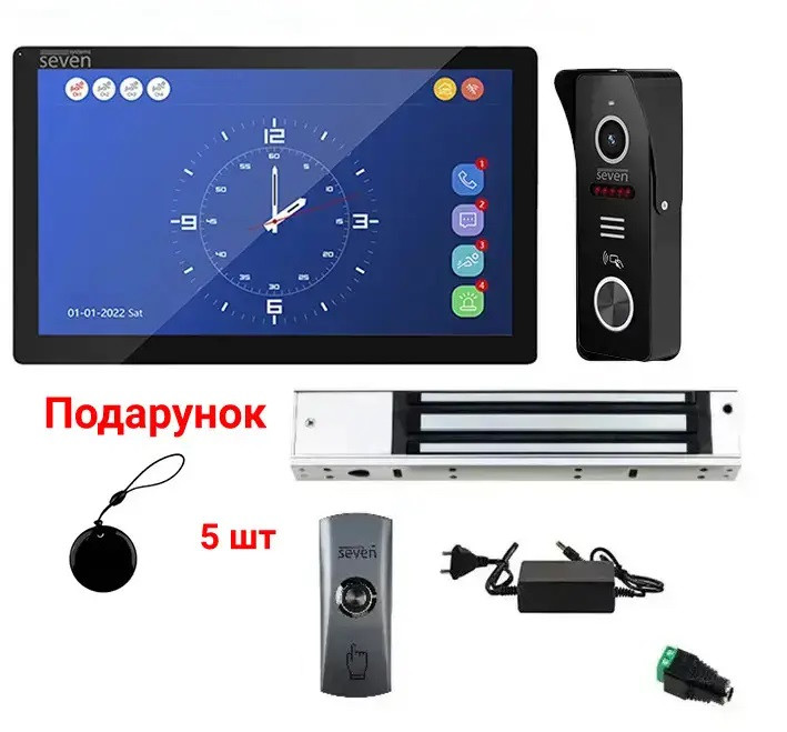 Комплект Wi-Fi домофону 10 дюймів з магнітним замком 280 кг SEVEN KD-7824d