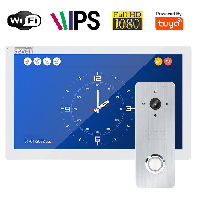 Комплект Wi-Fi домофону 10 дюймів з панеллю виклику SEVEN DP-7517/07Kit white