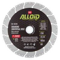 Круг відрізний Alloid Pro, алмазний, універсальний, 230мм (DS-16230)