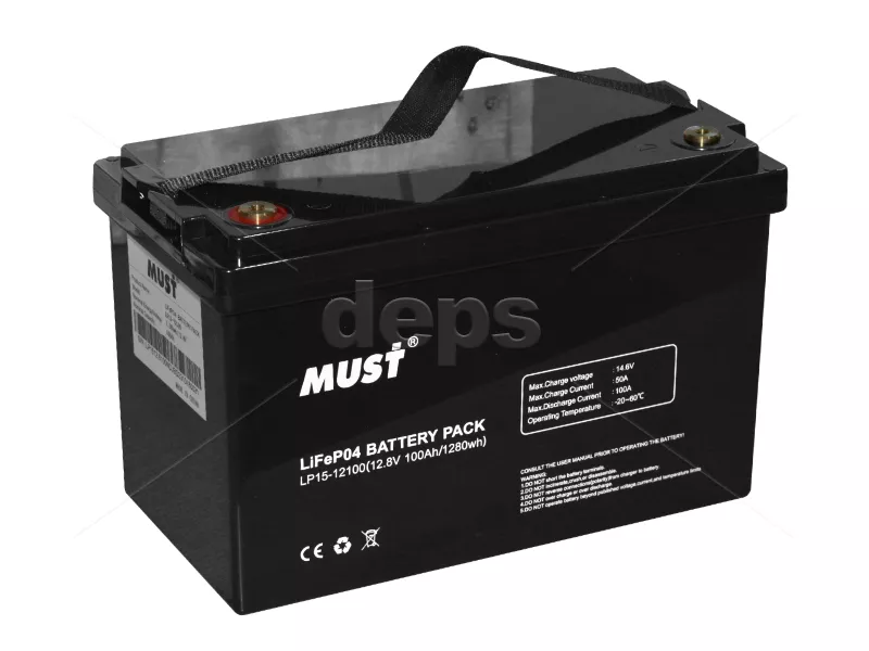 LiFePO4 акумулятор Must LP15-12100 BT (4S 12V/100Ah Dis/Ch: 100A/100A)