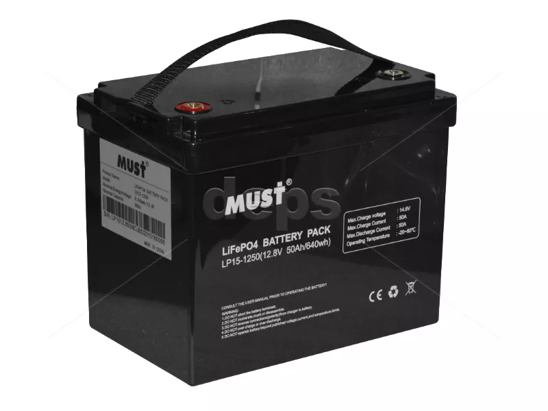 LiFePO4 акумулятор Must LP15-1250 BT (4S 12V/50Ah Dis/Ch: 50A/50A)