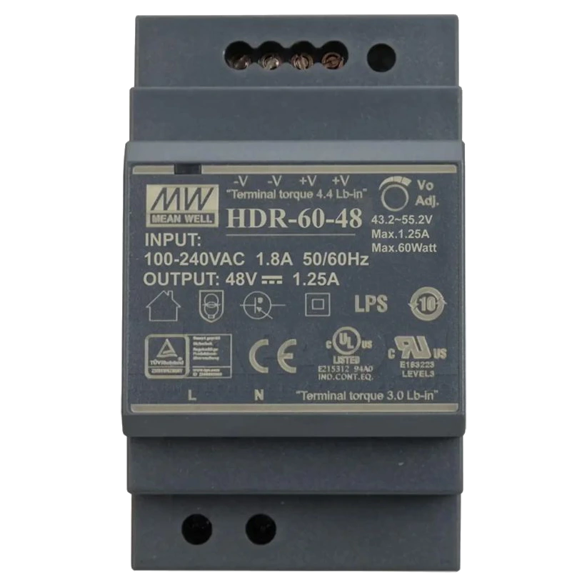 Mean Well HDR-60-48 48B 1.25А для монтажа на DIN рейке