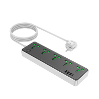 Мережевий фільтр живлення HOCO AC13A 5 роз, USB, USB-C, 17W, 1,5м, Black (HOCO AC13A/B)
