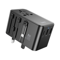 Мережевий фільтр живлення HOCO AC18A 1 роз, 2 USB, USB-C, 35W, 1,5м, Black (AC18AB)