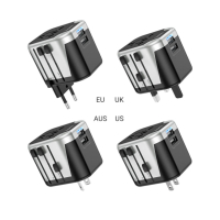 Мережевий фільтр живлення HOCO AC5 1 роз, 2 USB, 1,5м, Black/Gray (AC5ABG)