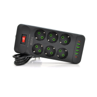 Мережевий фільтр живлення Meilepai F33U, 6 роз EU, 4USB, 2PD Black (F33U-Black)