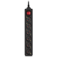 Мережевий фільтр живлення REAL-EL RS-6 Protect M 1.8m, black (EL122300032)