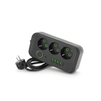 Мережевий фільтр живлення Voltronic F09U, 3 роз EU, 4USB Black (F09U-Black)
