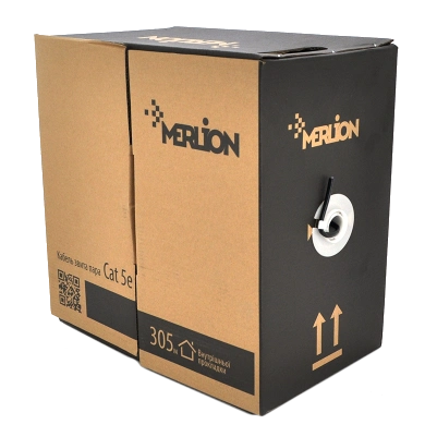 Merlion внешний КНП UTP (4*2*0.5) 4p 24 AWG CCA ПЕ (305м) черный