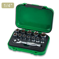 Набор торцевых головок Toptul с трещоткой 1/4" 13шт. (GABW1301)