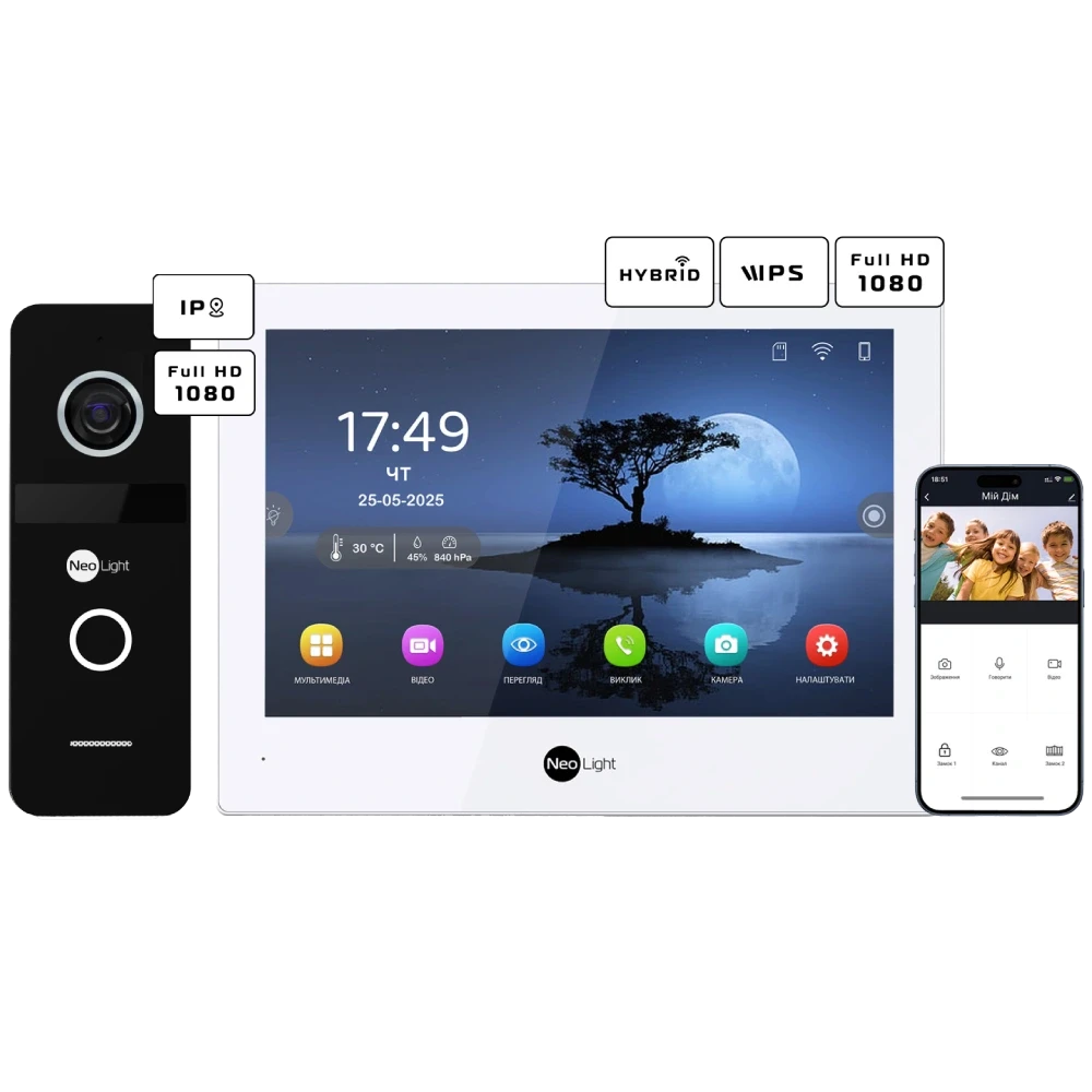 Neolight ALPHA Hybrid + SOLO IP Black з кутком, PoE адаптер для панелі виклику