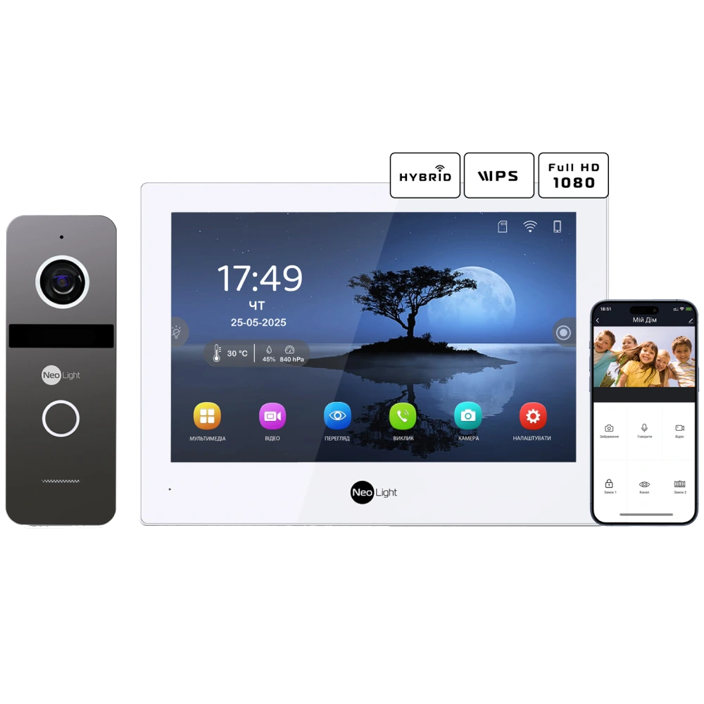 Neolight ALPHA Hybrid + SOLO IP Graphite с уголком, PoE адаптер для вызовной панели