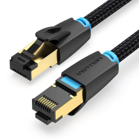 Патч-корд 0.5м, S/FTP cat 8 RJ-45 COPPER black Vention (IKGBD)